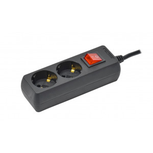 Удлинитель У02К 2 места с заземлением 3м 3х1мм2 16А/250В черный IEK