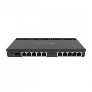 Маршрутизатор, MikroTik, RB4011iGS+RM, RouterBOARD, 10 портов 10/100/1000M, 1 порт SFP+, (Ether10 Passive PoE, 0,6А), Passive PoE in, RouterOS (5), -40°C to 70°C, стоечный 1U (1 год)