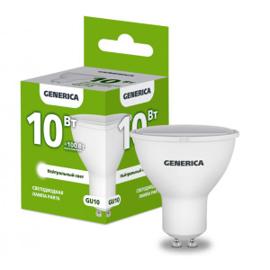 Лампа светодиодная PAR16 софит 10Вт 230В 4000К GU10 GENERICA