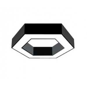 Светильник подвесной серии XO 6-гранник полый 36W 6500K опал черный 500х100х70мм LEDAR
