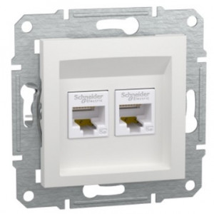 Розетка двойная компьютерная 5е RJ45, белый /EPH4470121/