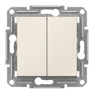 Переключатель двухклавишный безвинтовой кремовый /EPH0670123/