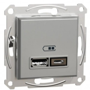 Зарядное устройство USB двойной, алюминий /EPH2700361/