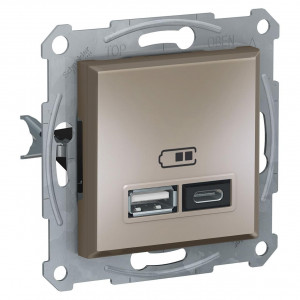 Зарядное устройство USB двойной, бронза /EPH2700369/