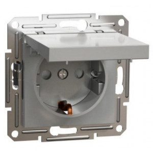 Розетка с заземлением, с крышкой алюминий /EPH3100161/