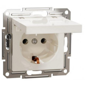 Розетка с заземлением, с крышкой кремовый /EPH3170123/