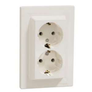 Розетка двойная с заземлением, кремовый /EPH9900123/