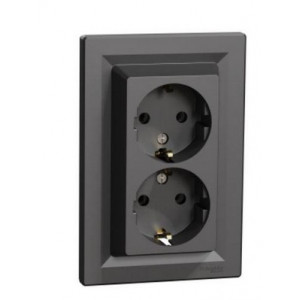 Розетка двойная с заземлением, антрацит /EPH9900171/