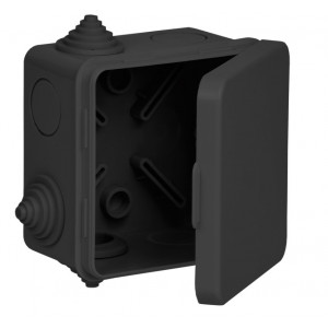 Коробка распаячная КМ41234 для открытой проводки безгалогенная (HF) 100х100х50мм IP55 6 гермовводов черная (RAL 9005) IEK