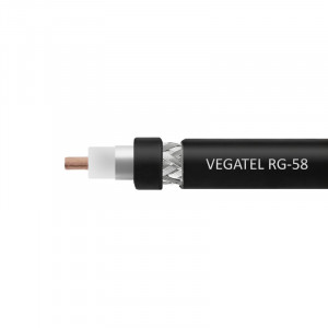 Кабель коаксиальный VEGATEL RG-58 A/U (ГОСТ, PVC, черный) бухта 100м